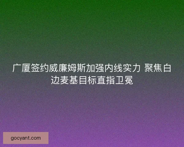 广厦签约威廉姆斯加强内线实力 聚焦白边麦基目标直指卫冕
