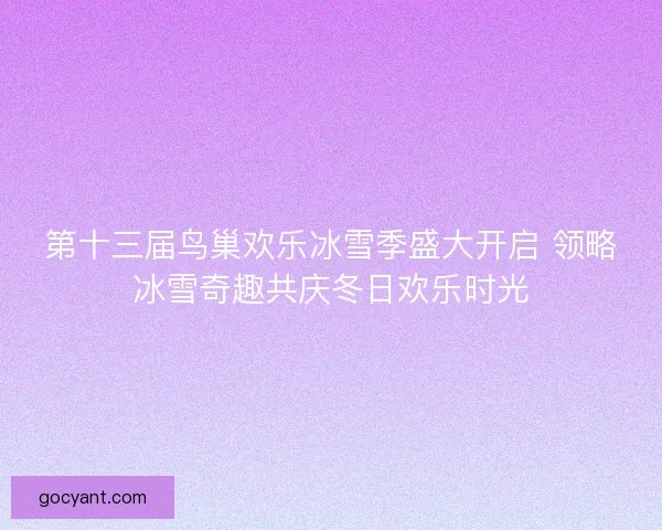 第十三届鸟巢欢乐冰雪季盛大开启 领略冰雪奇趣共庆冬日欢乐时光